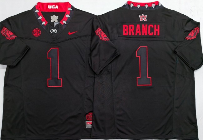 Men's Georgia Bulldogs #1 Zachariah Branch Black 'Stranger Things Edition' F.U.S.E. Vapor Limited Stitched Football Jersey