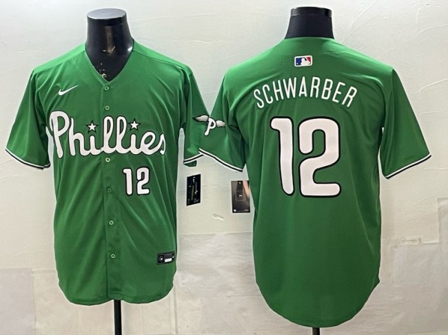 Men's Philadelphia Phillies #12 Kyle Schwarber Kelly Green Limited Stitched Jersey