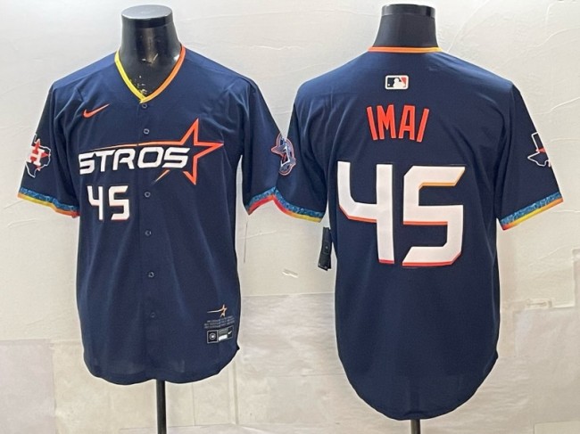 Men's Houston Astros #45 Tatsuya Imai Navy 2025 City Connect Limited Stitched Baseball Jersey