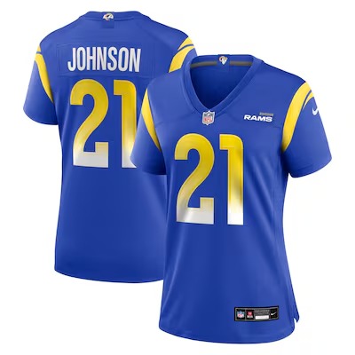 Women's Los Angeles Rams #21 Alex Johnson Royal Nike Team Game Stitched Jersey