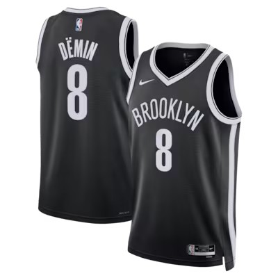 Men's Brooklyn Nets #8 Egor Demin Black Icon Edition Stitched Jersey