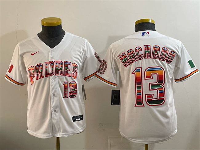 Youth San Diego Padres #13 Manny Machado White Mexico Cool Base Stitched Baseball Jersey