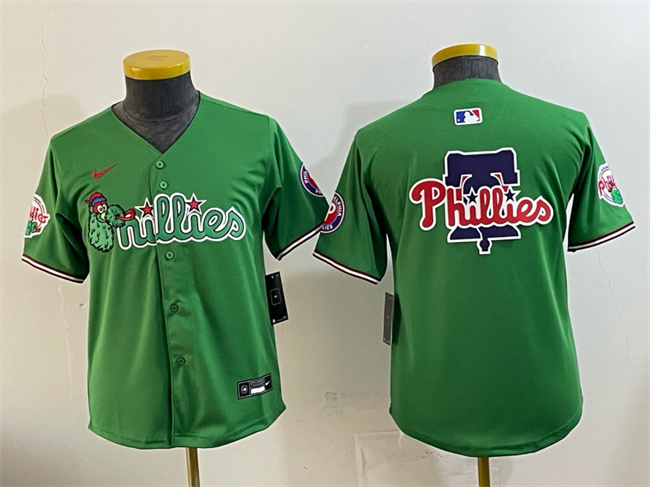 Youth Philadelphia Phillies Team Big Logo Green Phanatic Limited Stitched Jersey