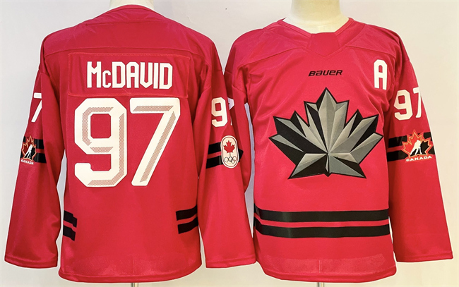 Men's Canada Hockey #97 Connor McDavid Red With A Patch Stitched Jersey
