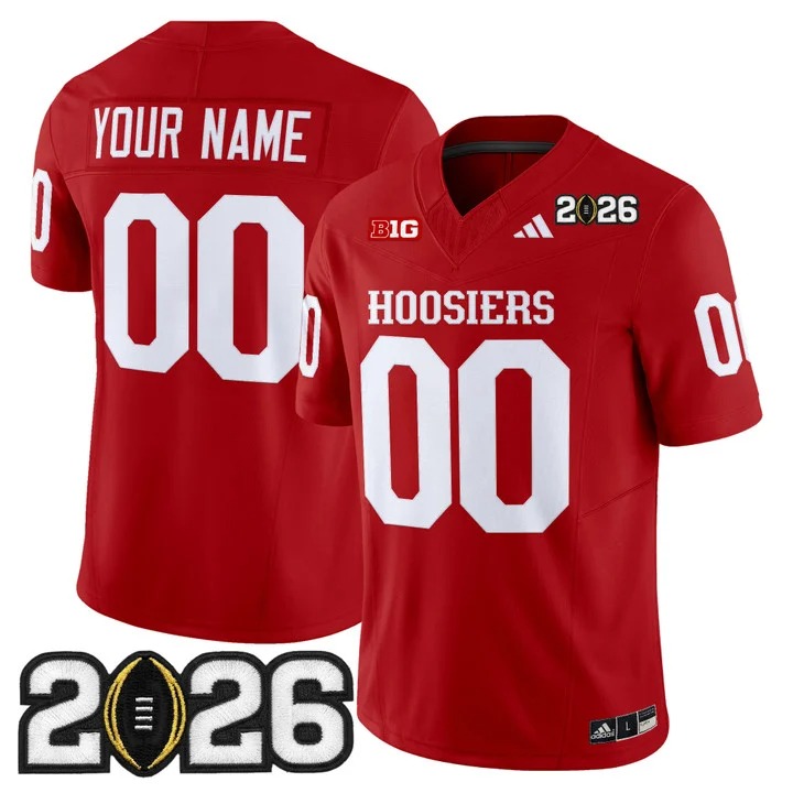 Men's Indiana Hoosiers Custom Crimson 2026 CFP Final Patch F.U.S.E. Vapor Limited Stitched Jersey