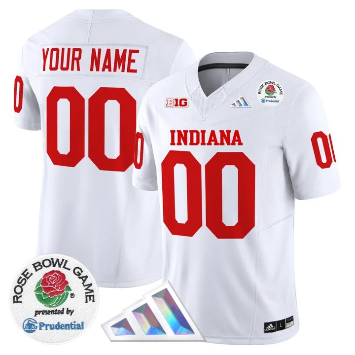 Men's Indiana Hoosiers Custom White 2026 Rose Bowl F.U.S.E. Vapor Limited V2 Stitched Jersey