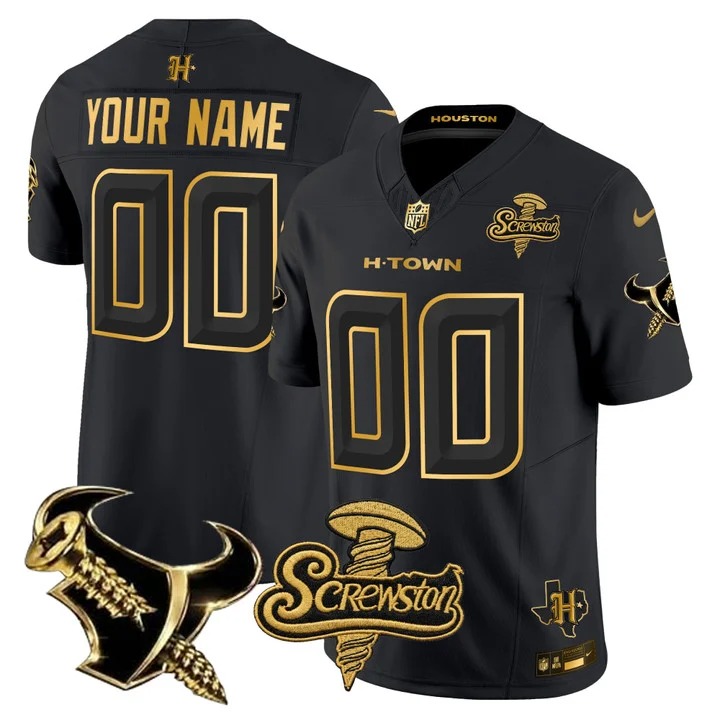 Men's Houston Texans Custom Black Gold F.U.S.E. DJ Screw Vapor Limited Stitched Jersey