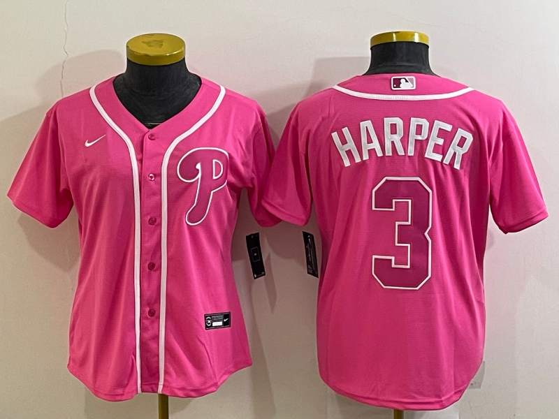 Women's Philadelphia Phillies Active Player Custom Pink Stitched Baseball Jersey