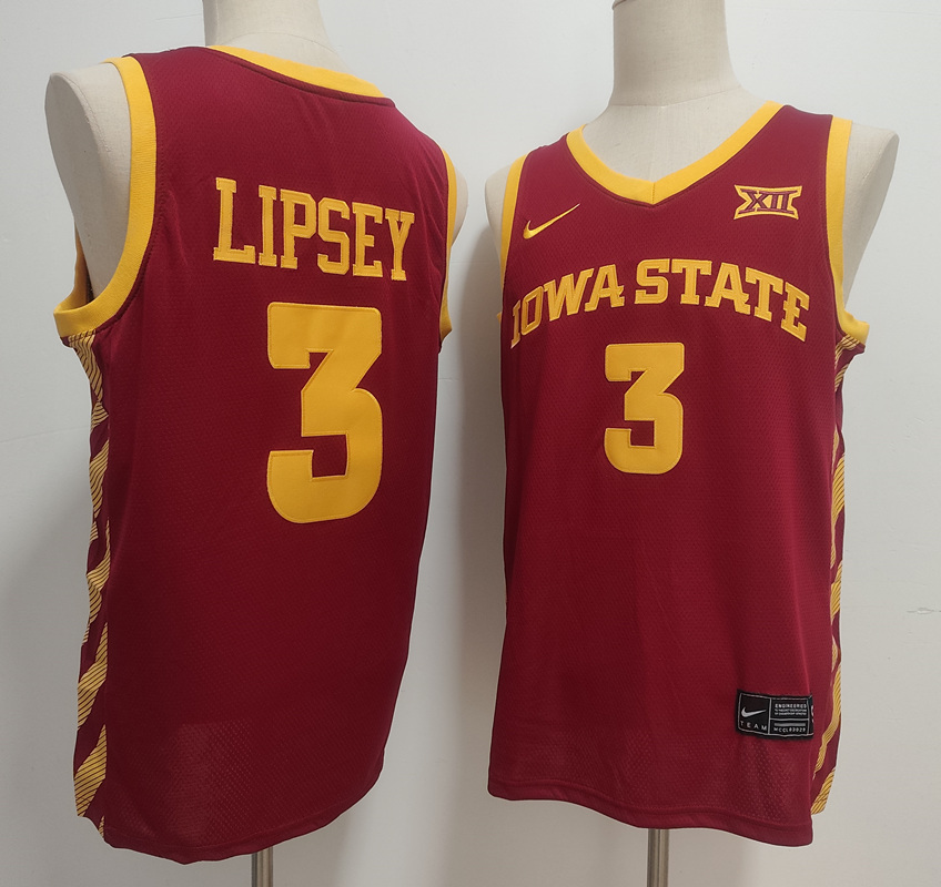 Men's Iowa State Cyclones #3 Tamin Lipsey Team Crimson 2026 Stitched Basketball Jersey