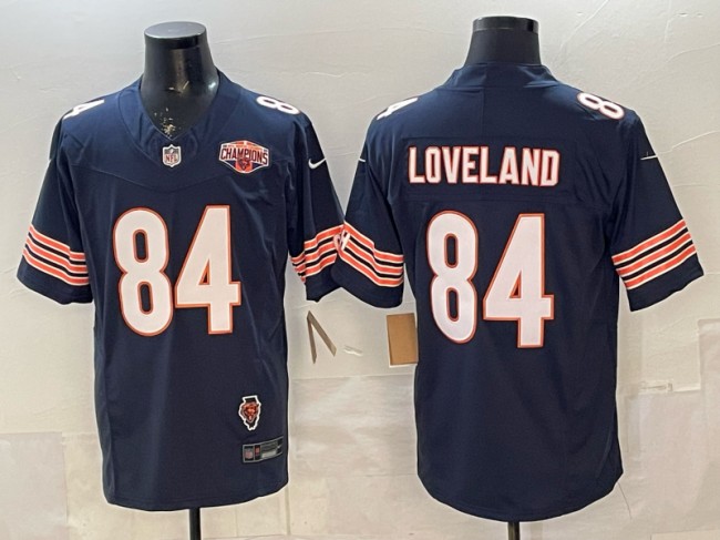 Men's Chicago Bears #84 Colston Loveland Navy F.U.S.E. 2025 NFC North Division Champions & Illinois Patch Vapor Limited Stitched Jersey