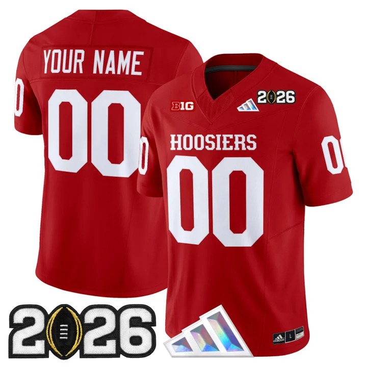 Men's Indiana Hoosiers Custom Crimson 2026 CFP Final Patch F.U.S.E. Vapor Limited V4 Stitched Jersey