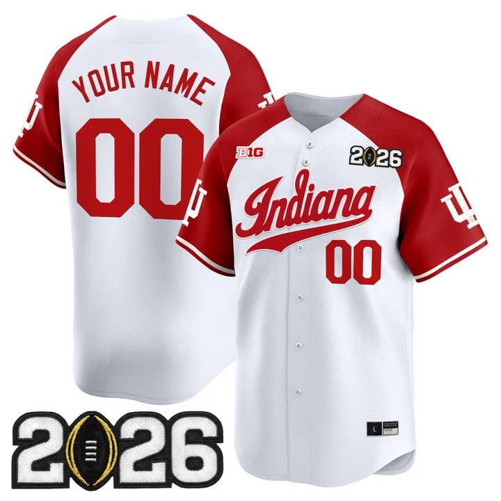 Men's Indiana Hoosiers Baseball Custom Crimson Alternate 2026 CFP Final Patch Limited Stitched Jersey
