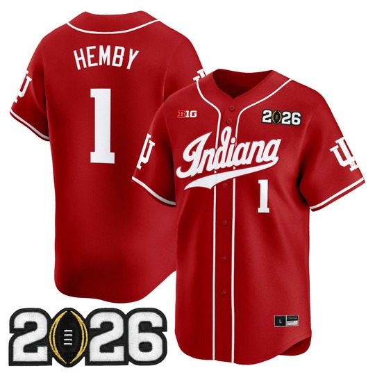 Men's Indiana Hoosiers Baseball #1 Roman Hemby Crimson 2026 CFP Final Patch Limited Stitched Jersey
