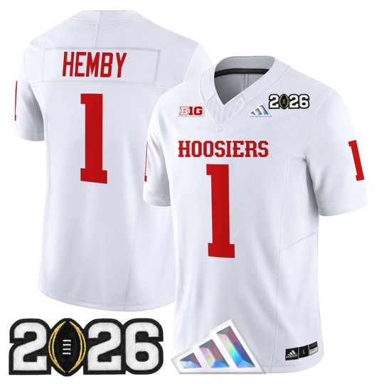 Men's Indiana Hoosiers #1 Roman Hemby White 2026 CFP Final Patch F.U.S.E. Vapor Limited V4 Stitched Jersey