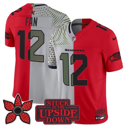 Men's Seattle Seahawks #12 Fan Red Rivalries 'Upside Down Edition' F.U.S.E. Vapor Limited Stitched Jersey