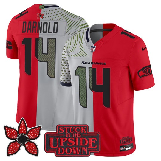 Men's Seattle Seahawks #14 Sam Darnold Red Rivalries 'Upside Down Edition' F.U.S.E. Vapor Limited Stitched Jersey
