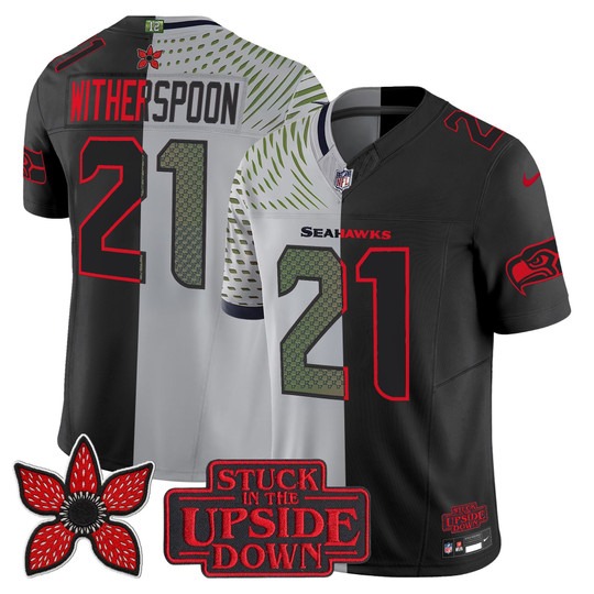 Men's Seattle Seahawks #21 Devon Witherspoon Black Rivalries 'Upside Down Edition' F.U.S.E. Vapor Limited Stitched Jersey