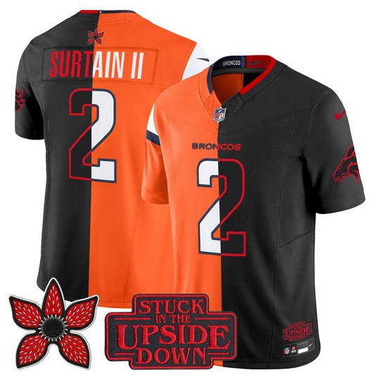 Men's Denver Broncos #2 Patrick Surtain II Black Orange 'Upside Down Edition' F.U.S.E. Vapor Limited Stitched Jersey