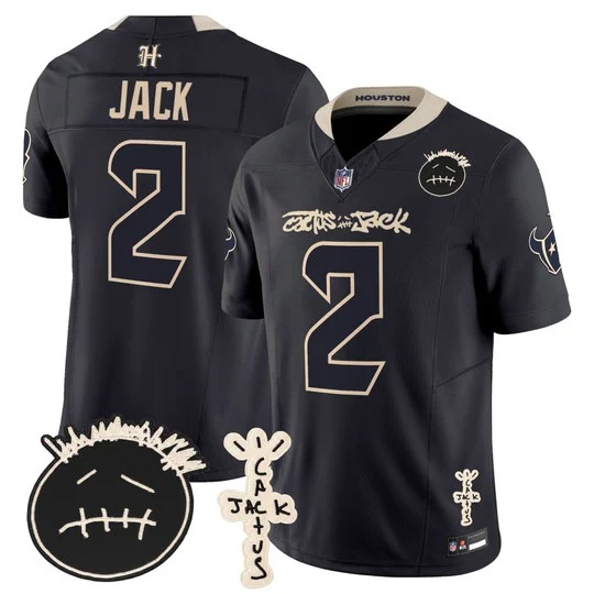 Men's Houston Texans x Cactus Jack #2 Travis Scott Navy F.U.S.E. Vapor Limited V2 Stitched Jersey