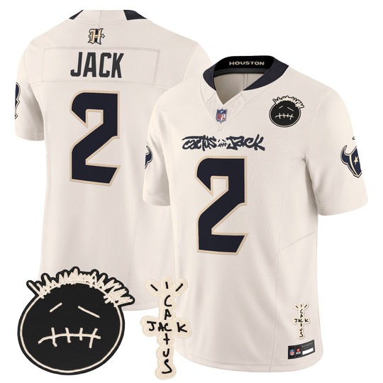 Men's Houston Texans x Cactus Jack #2 Travis Scott Cream F.U.S.E. Vapor Limited V2 Stitched Jersey