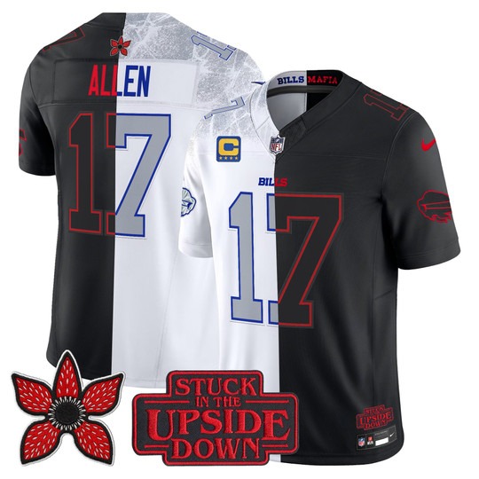 Men's Buffalo Bills #17 Josh Allen Black Rivalries 'Upside Down Edition' Vapor Limited Stitched Jersey