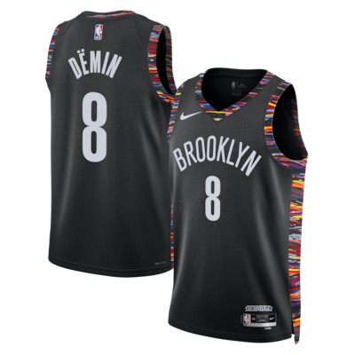 Men's Brooklyn Nets #8 Egor Demin Black 2025-26 City Edition Stitched Basketball Jersey