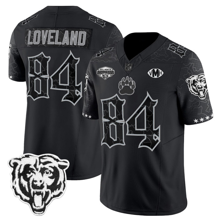 Men's Chicago Bears #84 Colston Loveland Black With Patch Stitched Jersey