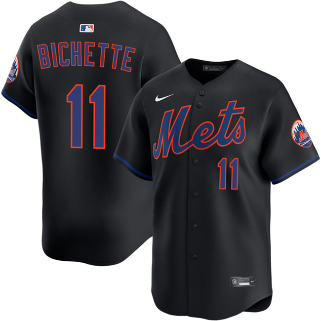 Men's New York Mets #11 Bo Bichette 2026 Black Limited Stitched Baseball Jersey
