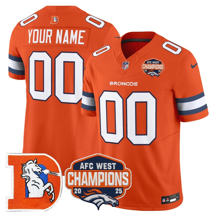 Denver Broncos Custom Orange F.U.S.E. Throwback 2025 AFC West Champions Vapor Limited Stitched Jersey