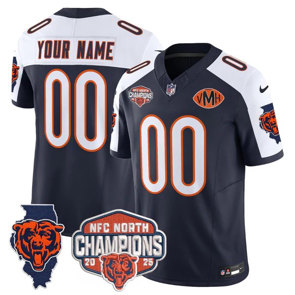 Chicago Bears Custom Navy White F.U.S.E. 2025 NFC North Division Champions Vapor Limited Stitched Jersey