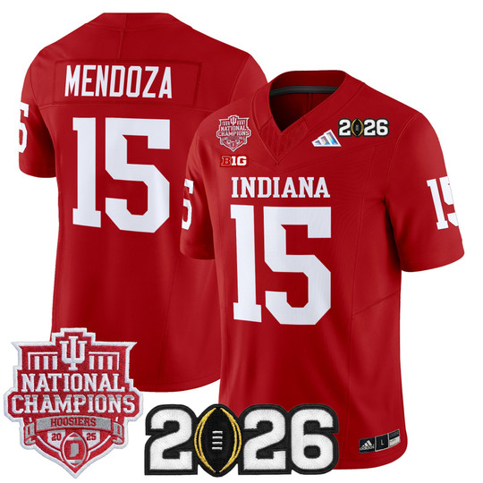 Men & Women & Youth Indiana Hoosiers #15 Fernando Mendoza Crimson 2025 National Champions & 2026 CFP Final Patch F.U.S.E. Vapor Limited Stitched Jersey