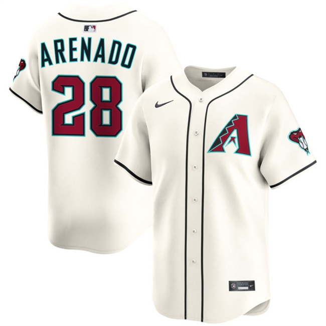 Men's Arizona Diamondbacks #28 Nolan Arenado Cream Home Limited Stitched Baseball Jersey