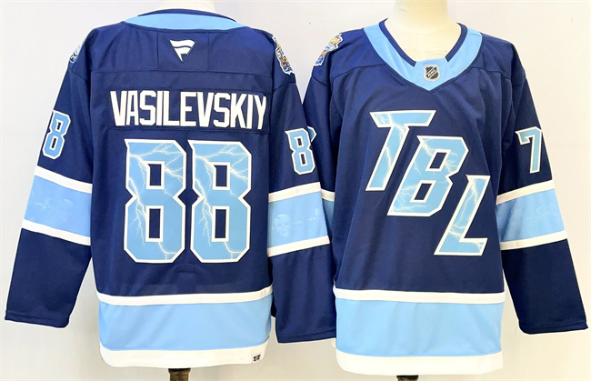 Men's Tampa Bay Lightning #88 Andrei Vasilevskiy Blue 2026 Stadium Series Stitched Jersey