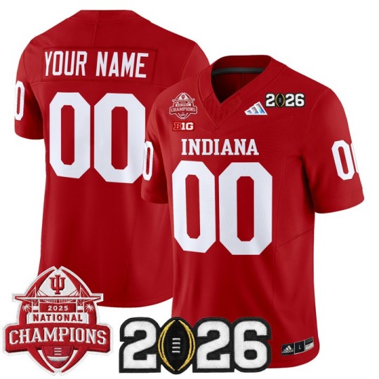 Men's Indiana Hoosiers Custom Crimson 2025 National Champions & 2026 CFP Final Patch F.U.S.E. F.U.S.E. Vapor Limited V2 Stitched Jersey