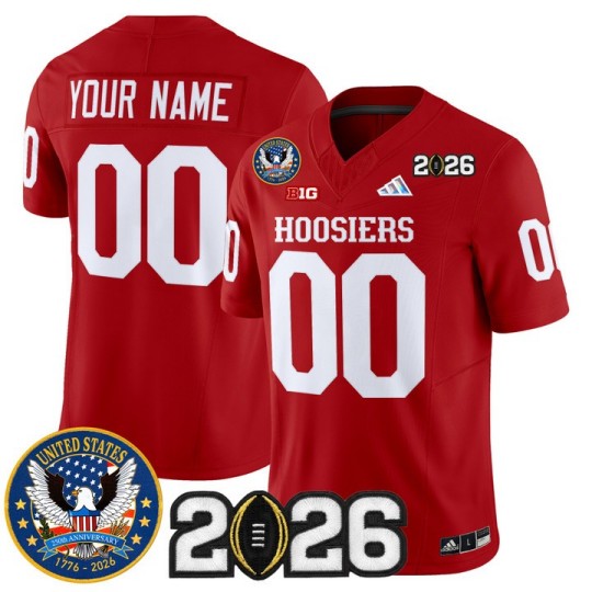 Men's Indiana Hoosiers Custom Crimson United States 250th Anniversary Patch F.U.S.E. Vapor Limited Stitched Jersey