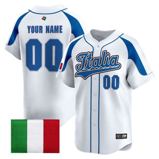 Men's Team Italy Custom White 2026 World Baseball Classic Vapor Limited Stitched Jersey