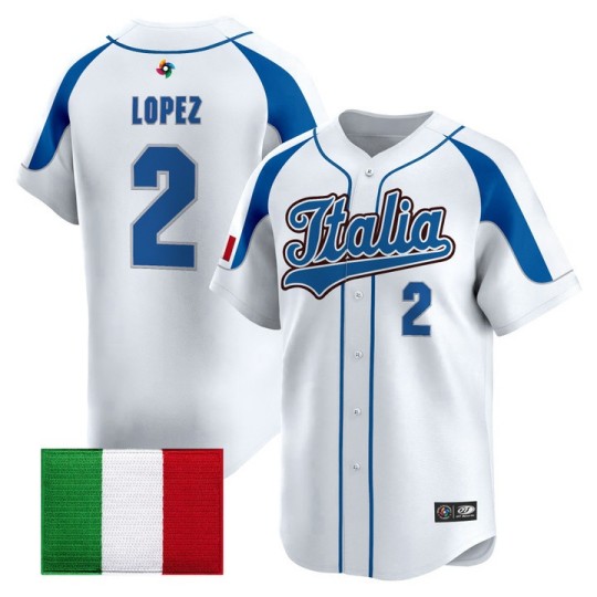 Men's Team Italy #2 Nicky Lopez White 2026 World Baseball Classic Vapor Limited Stitched Jersey