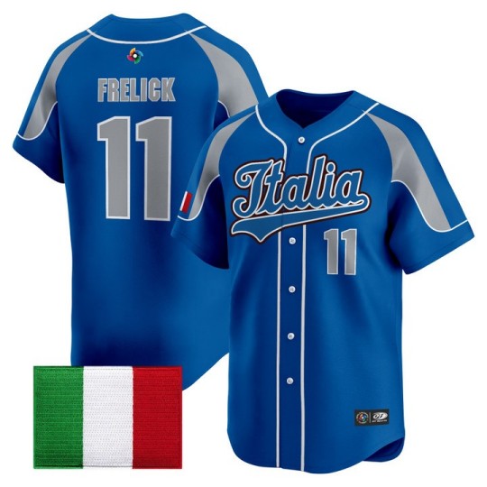 Men's Team Italy #11 Sal Frelick Vinnie Pasquantino Royal 2026 World Baseball Classic Vapor Limited Stitched Jersey