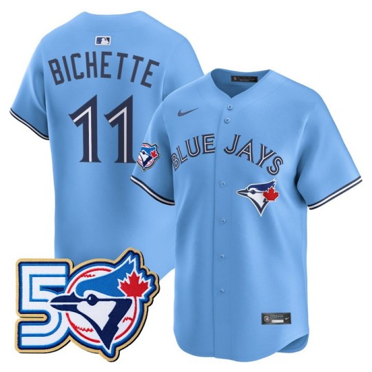 Men's Toronto Blue Jays #11 Bo Bichette Powder Blue 50 Seasons Patch Vapor Limited Limited Stitched Jersey