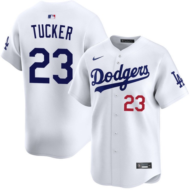 Men's Los Angeles Dodgers #23 Kyle Tucker White Limited Stitched Baseball Jersey
