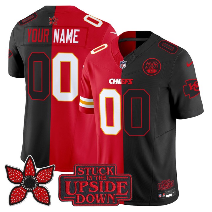 Men's Kansas City Chiefs Custom Red Black 'Upside Down Edition' F.U.S.E. Vapor Limited Stitched Jersey