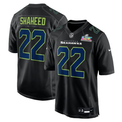 Men's Seattle Seahawks #22 Rashid Shaheed Black Nike Super Bowl LX Patch Carbon Fashion Game Stitched Jersey
