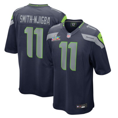 Men's Seattle Seahawks #11 Jaxon Smith-Njigba Navy Nike Super Bowl LX Patch Game Stitched Jersey