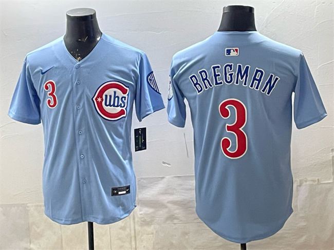 Men's Chicago Cubs #3 Alex Bregman Blue 2024-25 2nd Alternate Limited Stitched Baseball Jersey