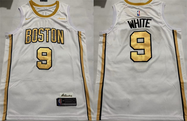 Men's Boston Celtics #9 Derrick White White 2025-26 City Edition Stitched Basketball Jersey