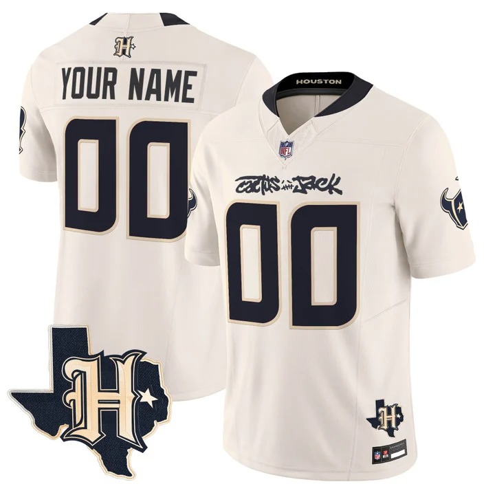 Men's & Women's & Youth Houston Texans x Cactus Jack Custom Cream F.U.S.E. Vapor Limited Stitched Jersey
