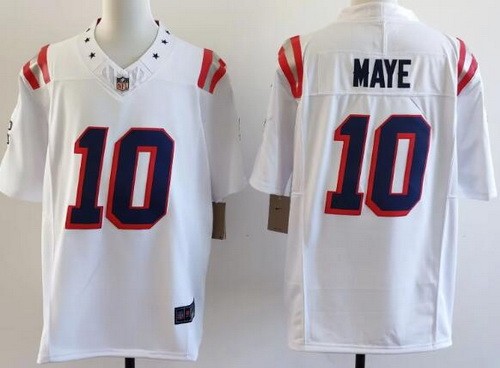 Men's New England Patriots #10 Drake Maye White Rivalries Fashion F.U.S.E. Vapor Limited Stitched Jersey