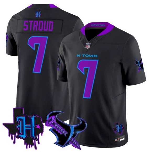 Men's Houston Texans #7 C.J. Stroud Navy F.U.S.E. DJ Screw TX Patch Vapor Limited Stitched Jersey