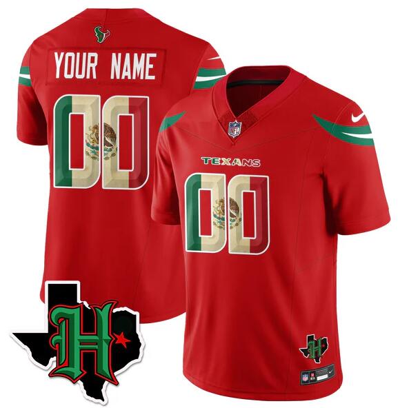 Men's Houston Texans Active Player Custom Red F.U.S.E. Mexico Vapor Limited Stitched Football Jersey