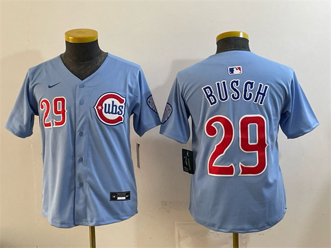 Youth Chicago Cubs #29 Michael Busch Blue Limited Stitched Baseball Jersey